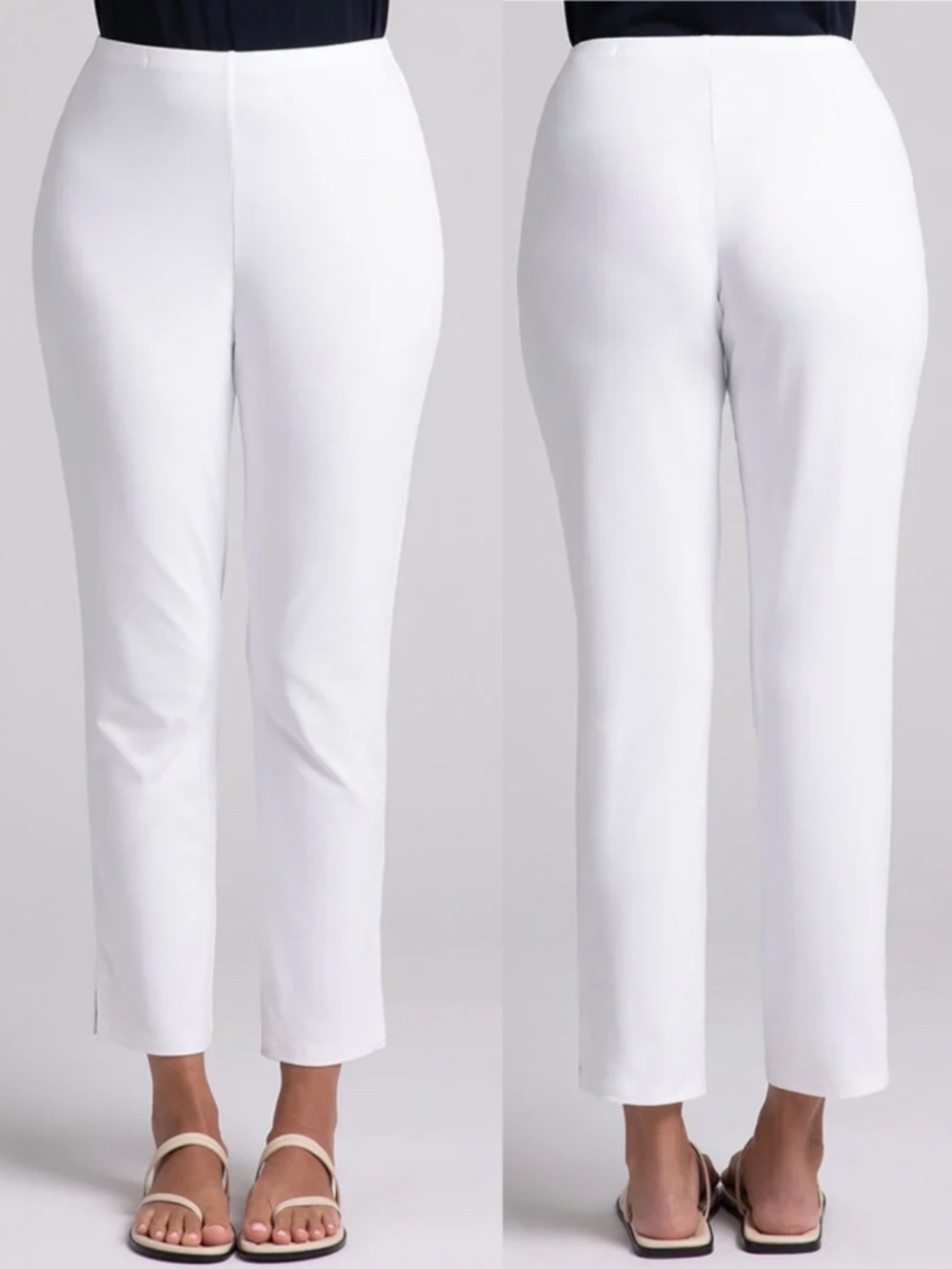 Eileen Fisher White Elastic Waist Pants Womens Size XS Pull On Minimalist USA